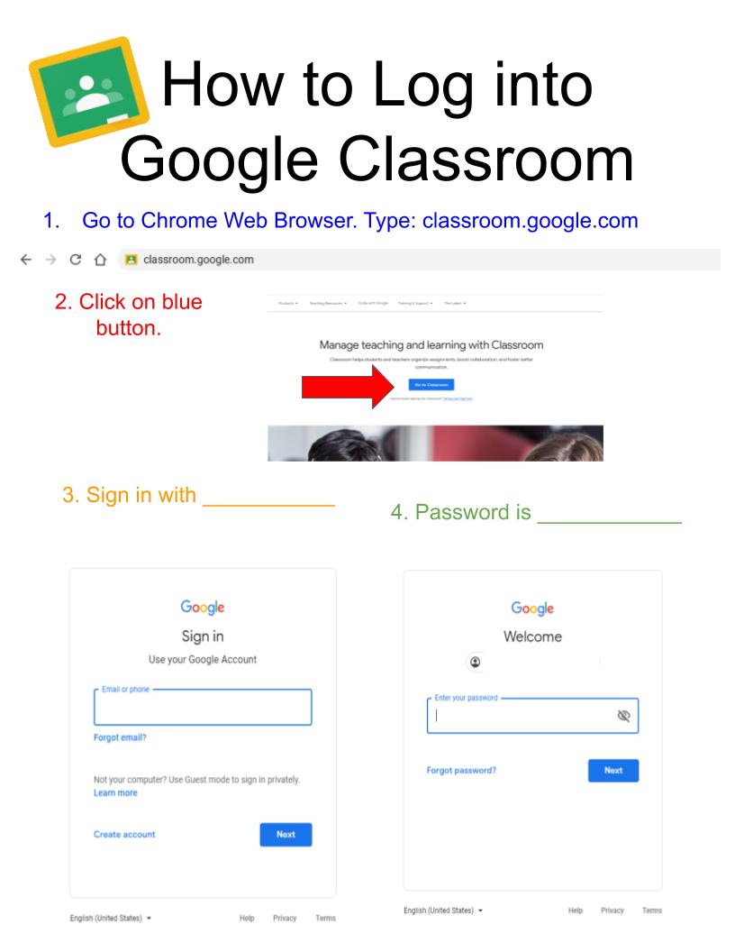 General steps of how to log into Google Classroom from Chrome Browser.